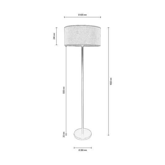 B-Ware Euluna Stehleuchte Stehlampe Lampe Leuchte Tubo Textilschirm Beige ø 45 Cm