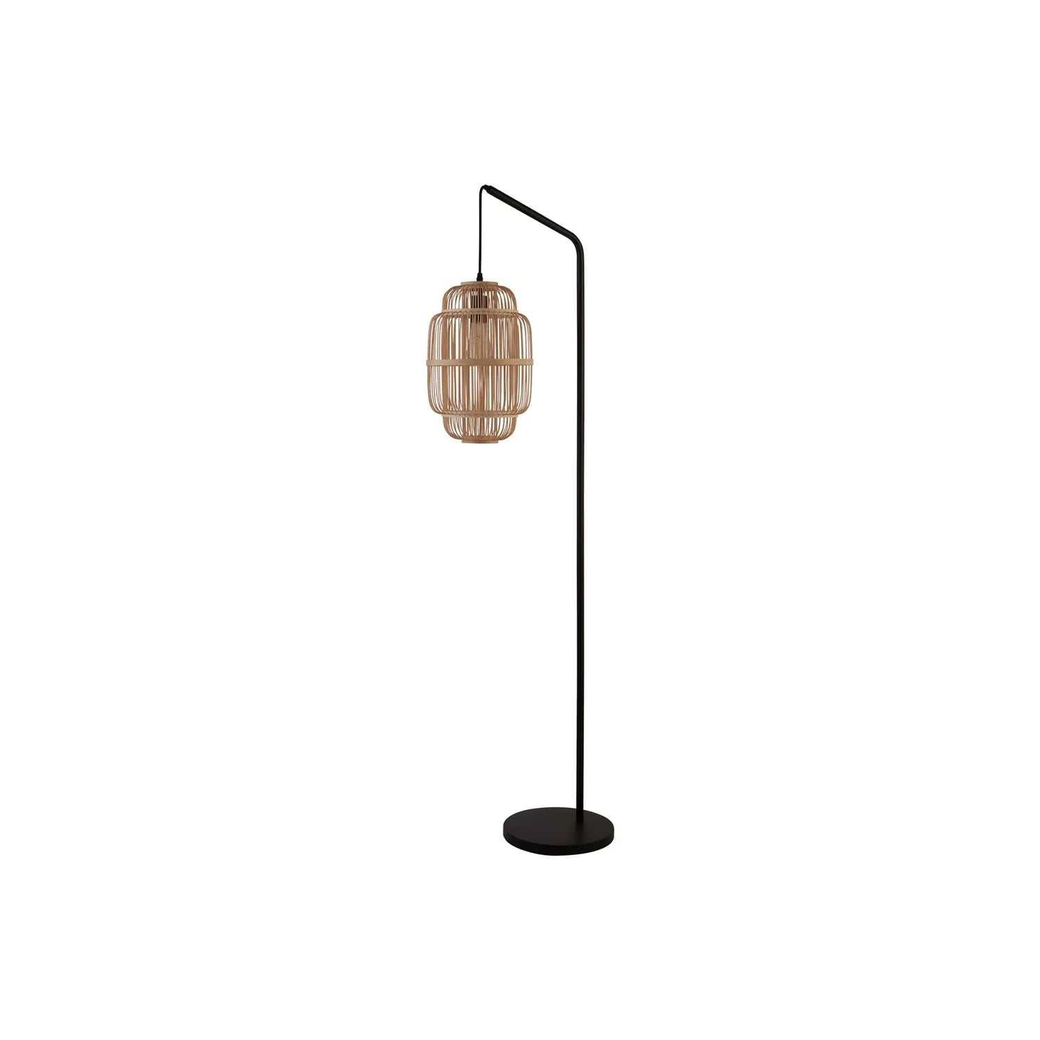 B-Ware Stehleuchte Standleuchte Searchlight Java Bambus Schwarz Holz Stahl Schalter - 5053423248752