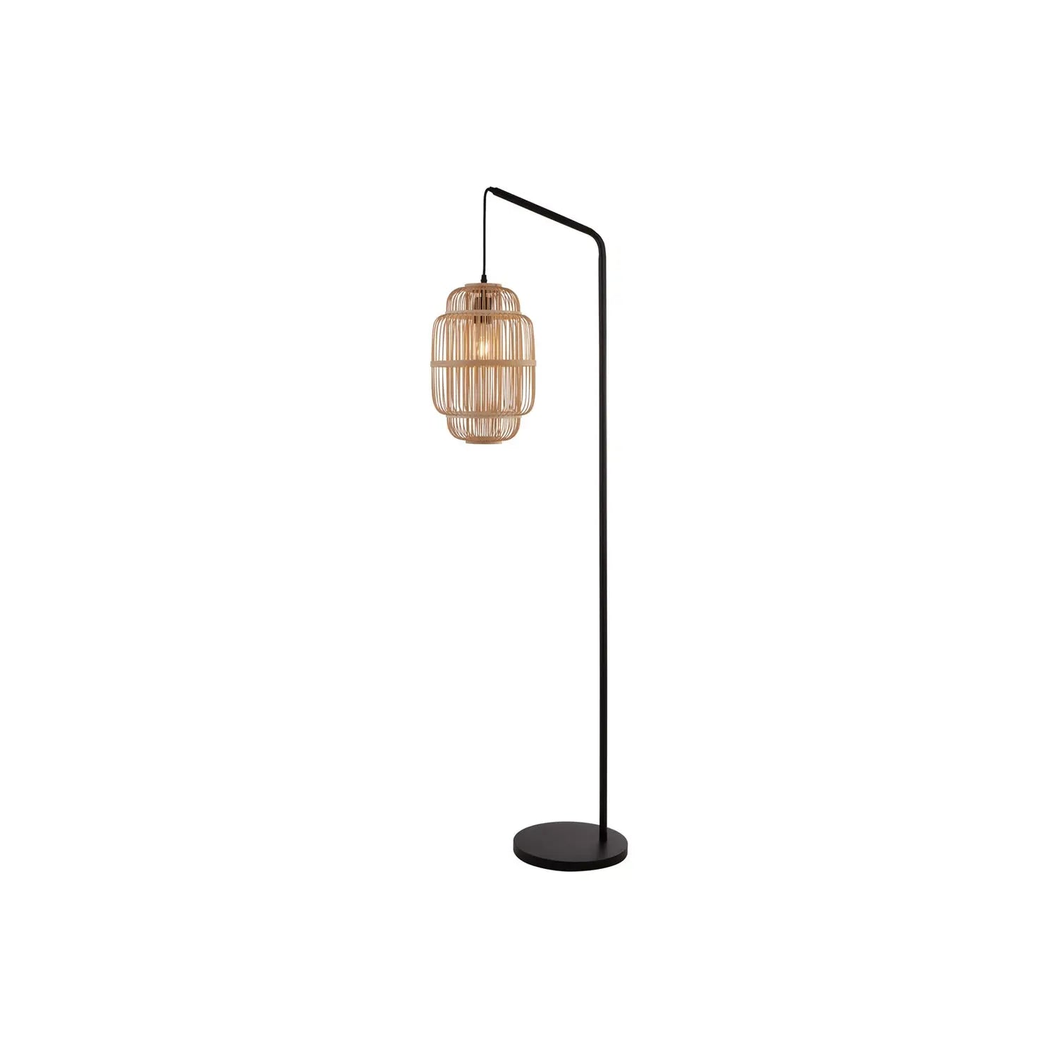 B-Ware Stehleuchte Standleuchte Searchlight Java Bambus Schwarz Holz Stahl Schalter389 - 5053423248752