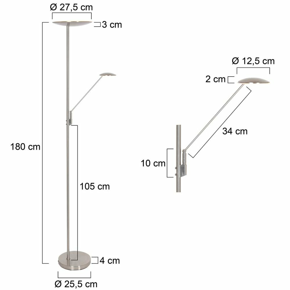 Steinhauer Daphne Deckenfluter Stehlampe Leuchte Led Stahl Gebürstet 2 Flammig B-Ware - 8712746161441