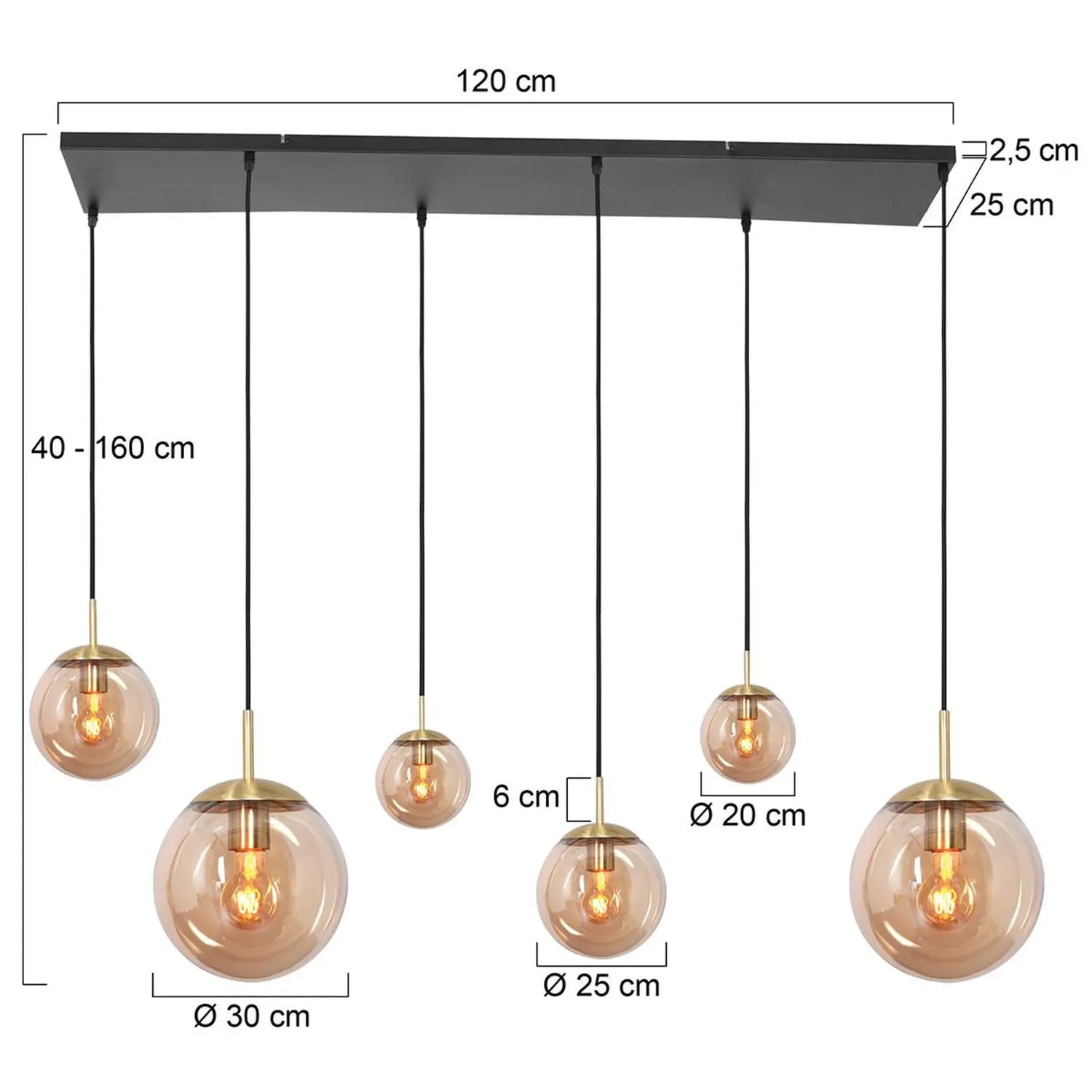 B-Ware Steinhauer Hängeleuchte Pendelleuchte Lampe Bollique Messing Glas Metall 6 Flg - 8712746166415