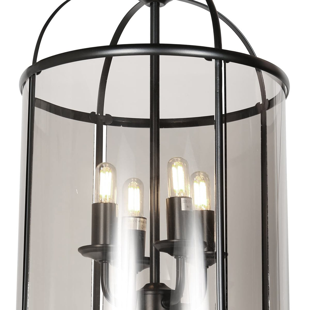 Steinhauer Pendelleuchte Hängelampe Pimpernel Schwarz Glas vierflammig E14 Lampe - 8712746174205