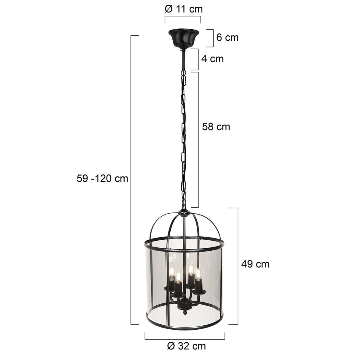 Steinhauer Pendelleuchte Hängelampe Pimpernel Schwarz Glas vierflammig E14 Lampe - 8712746174205