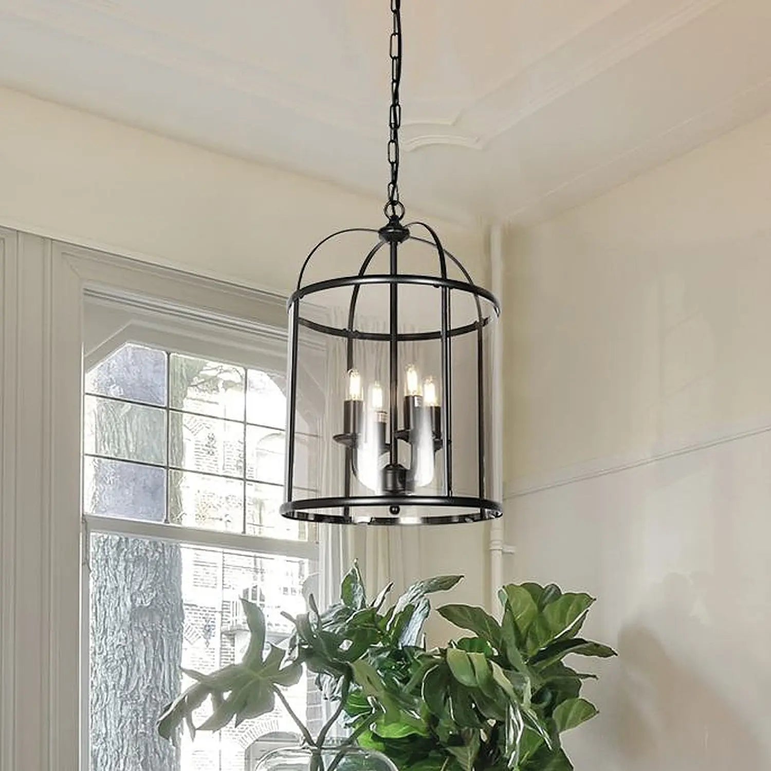 B-Ware Steinhauer Pendelleuchte Hängelampe Pimpernel Schwarz Glas Vierflammig E14 Lampe - 8712746174205