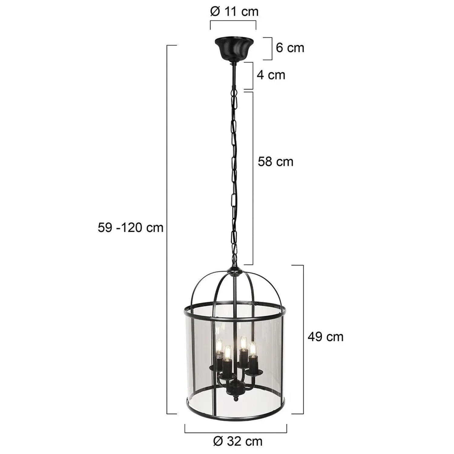 B-Ware Steinhauer Pendelleuchte Hängelampe Pimpernel Schwarz Glas Vierflammig E14 Lampe - 8712746174205