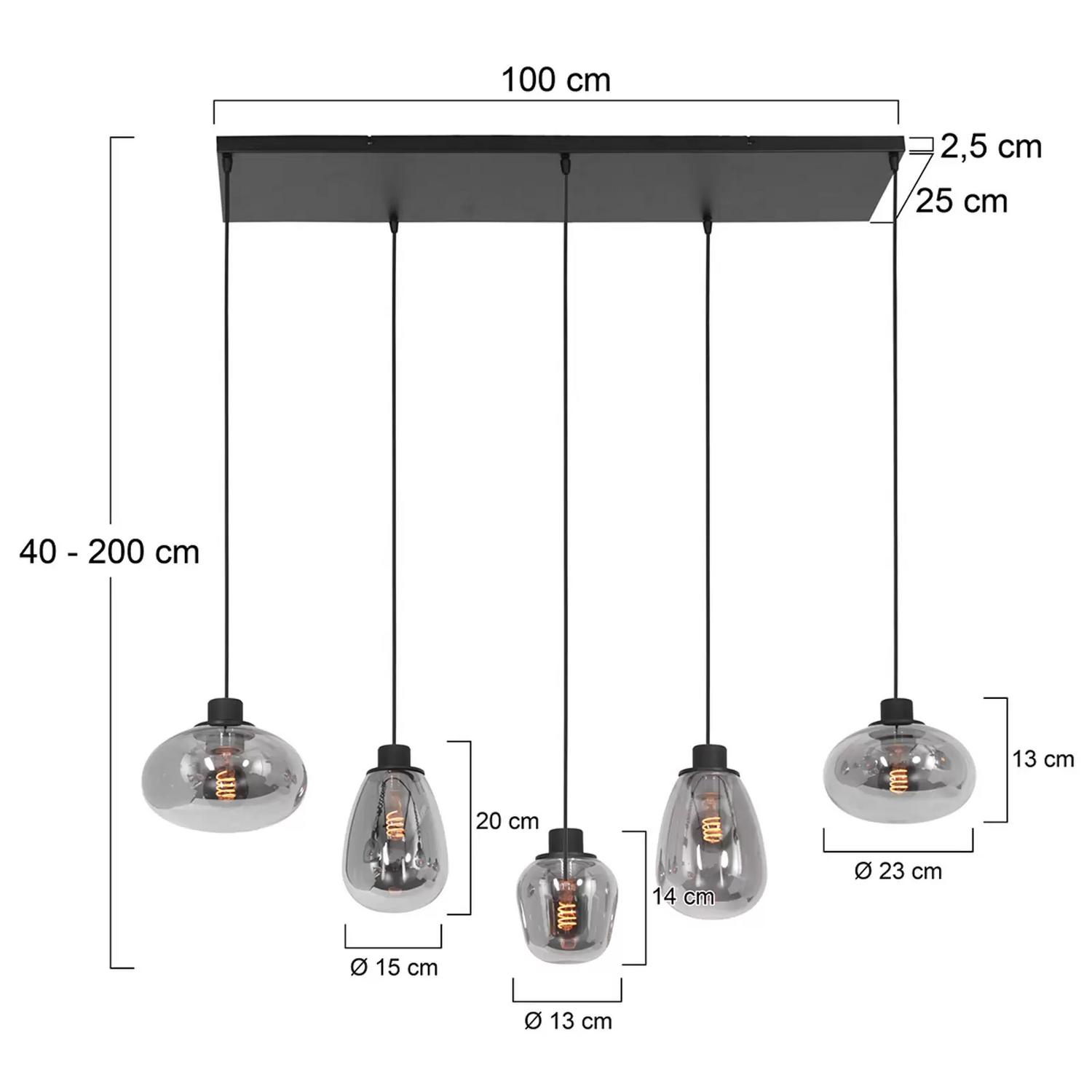 B-Ware Steinhauer Hängelampe Reflexion 5 Flammig 100x30 Cm Deckenlampe Deckenleuchte750 - 8712746135589