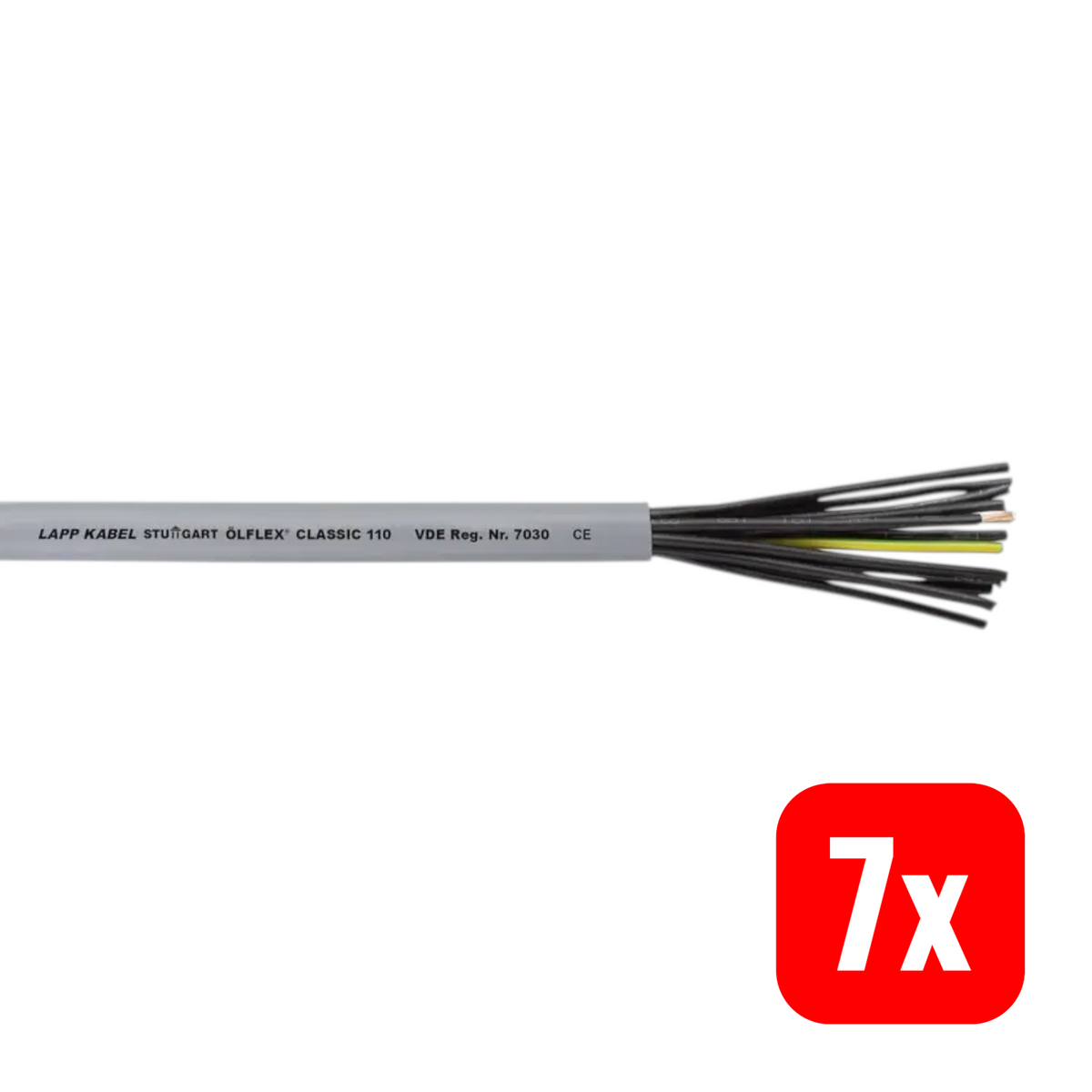 LAPP Steuerleitung Steuerkabel ÖLFLEX CLASSIC 110 18 G 1 mm² Grau 1 m 7 STÜCK - 2050000192241