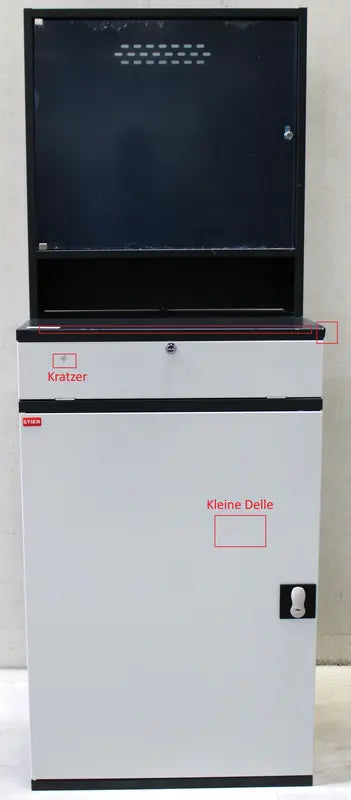 B-Ware Stier Computerschrank Schrank Computerstation Anthrazitgrau Fahrbar Siehe T795 - 4251709632559