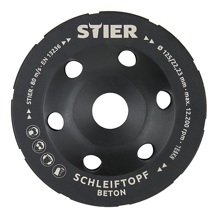 B-Ware Marken Diamant Schleiftopf Doppelt ø125mm Bohrung 22,23 Mm Beton Schleiftopf  - 4260439008497