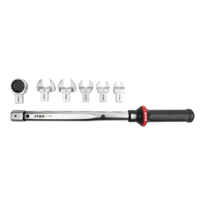 STIER Drehmomentschlüssel Multi+ Aufsteckwerkzeug Set vierkant 7teilig 40 200Nm - 4260439008602