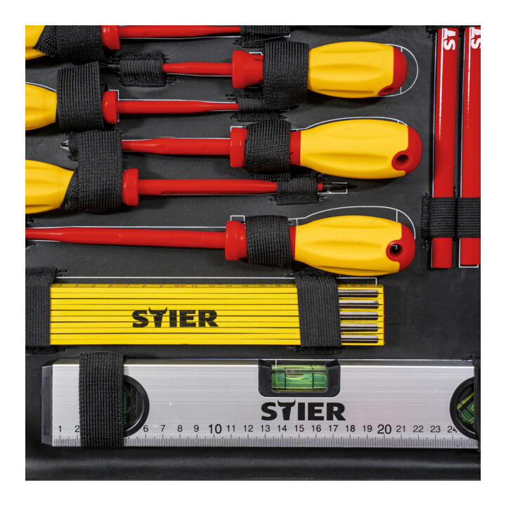 Stier Elektriker Werkzeugsortiment Set Werkzeugkoffer Aluminium 128 Teilig B-Ware