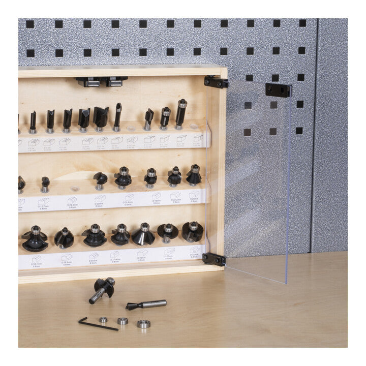 STIER Fräsersortiment Set Fräser 8 mm 30-teilig Vitrine Hartmetallschneiden - 4251709623458