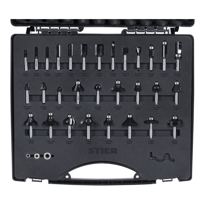 B-Ware Stier Fräsersortiment Fräser Set Hartmetall 30 Teilig 8 Mm Kunststoffkoffer