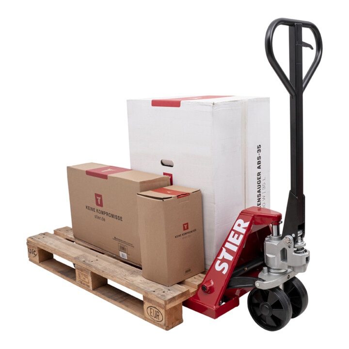 B-Ware Stier Gabelhubwagen Palettenwagen Hubwagen 2000kg 2000mm Nylon Ral3002 - 4251709618577