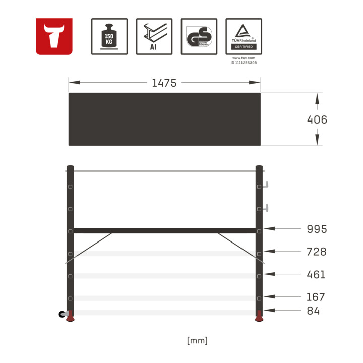 Stier Gerüst Arbeitsbühne Plattform 150 Kg En 131 Flexibel Einsetzbar B-Ware - 4251709619321