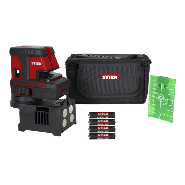 B-Ware Stier Kreuzlinienlaser Linienlaser Laser Messgerät 5 Lotpunkte Grün 150° X 130°