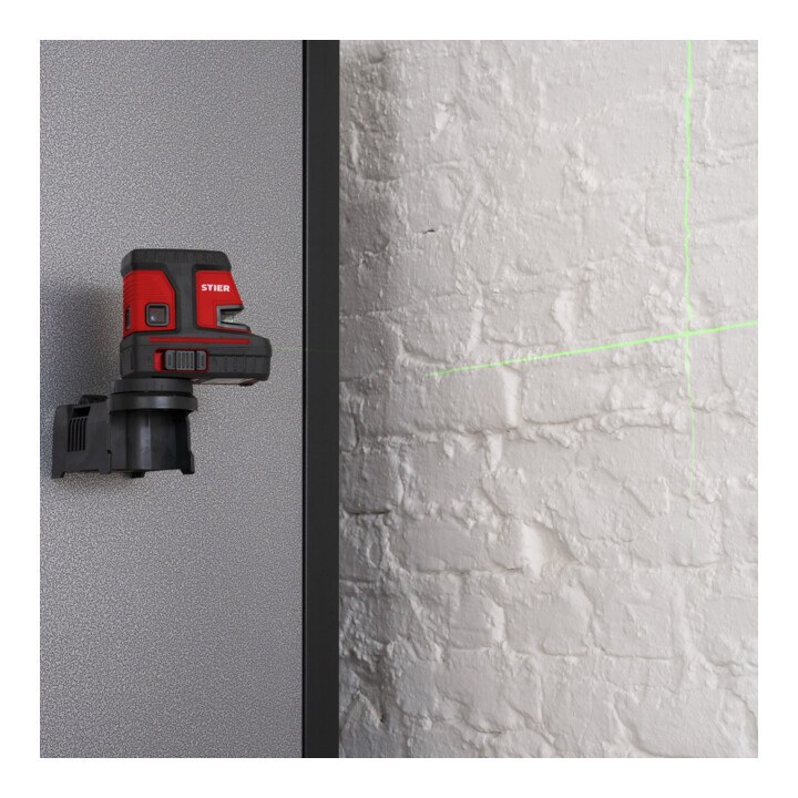 B-Ware Stier Kreuzlinienlaser Linienlaser Laser Messgerät 5 Lotpunkte Grün 150° X 130°