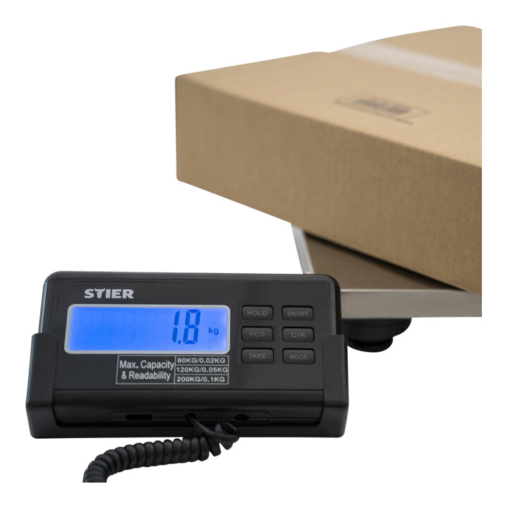 B-Ware Stier Paketwaage Plattformwaage Waage Edelstahlplatte 200 Kg 30 X 30 Cm