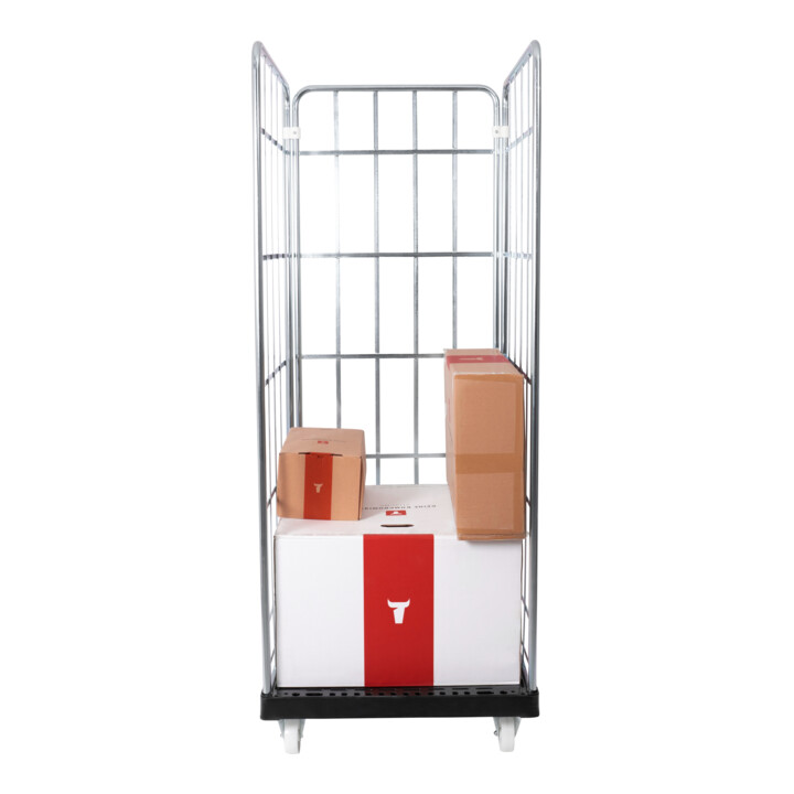 B-Ware Stier Rollbehälter Rollwagen Transportwagen Verzinkt Kunststoffplatte 3 Seitig