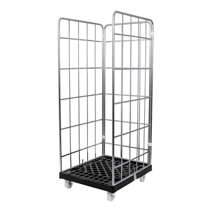 B-Ware Stier Rollbehälter Rollwagen Transportwagen Verzinkt Kunststoffplatte 3 Seitig