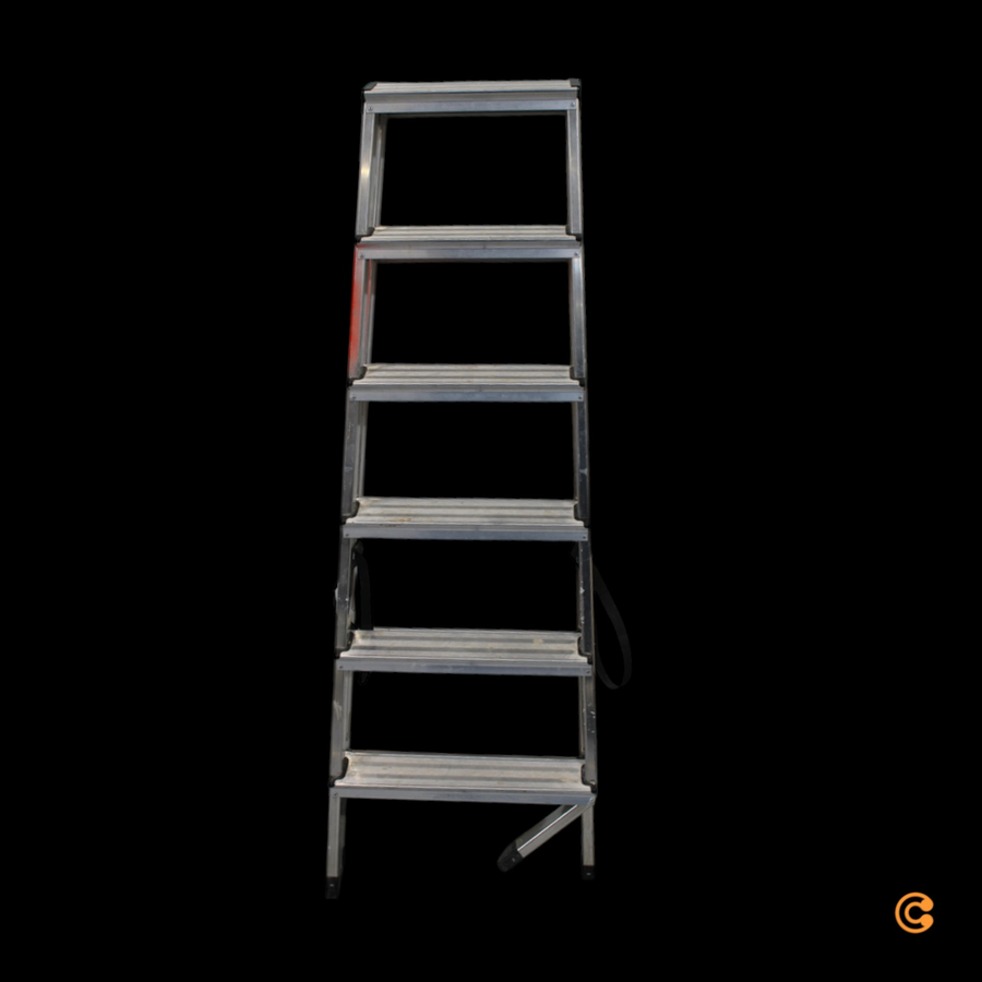 Stier Stufenstehleiter Leiter Doppelleiter 2 X6 Stufen Beidseitig Begehbar Silber C-Ware - 4251709626930