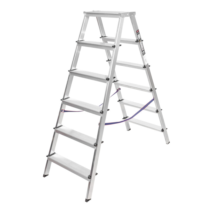 B-Ware Stier Stehleiter Trittleiter Leiter 2x6 Stufen Beidseitig Begehbar Fi 6  - 4251709644101