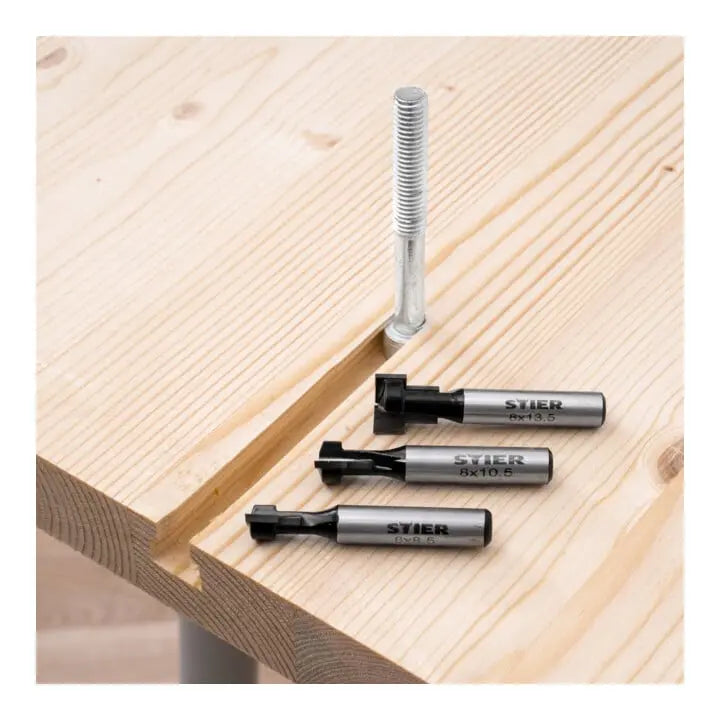 B-Ware Stier Nutfräser Set Fräser T Nut Fräserset Schrauben Nutsteine Oberfräsen 8 Mm - 4251709622314