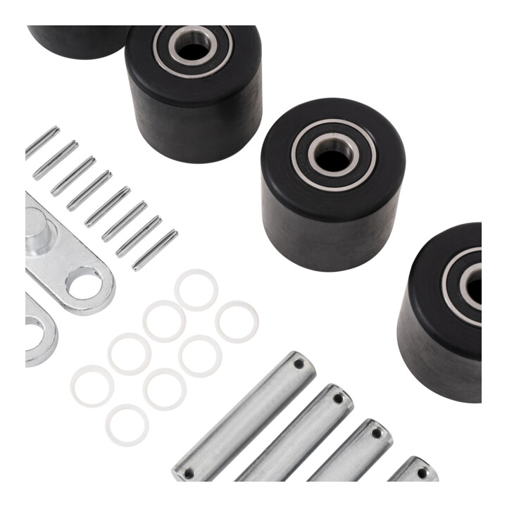 B-Ware Stier Tandem Lastrollen Set Nylon Achsen Wippen Hubwagen Ersatzrollen Rot