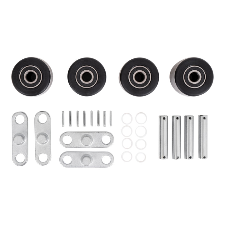 B-Ware Stier Tandem Lastrollen Set Nylon Achsen Wippen Hubwagen Ersatzrollen Rot