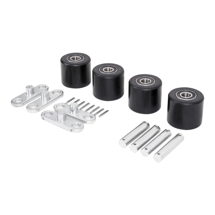 B-Ware Stier Tandem Lastrollen Set Nylon Achsen Wippen Hubwagen Ersatzrollen Rot