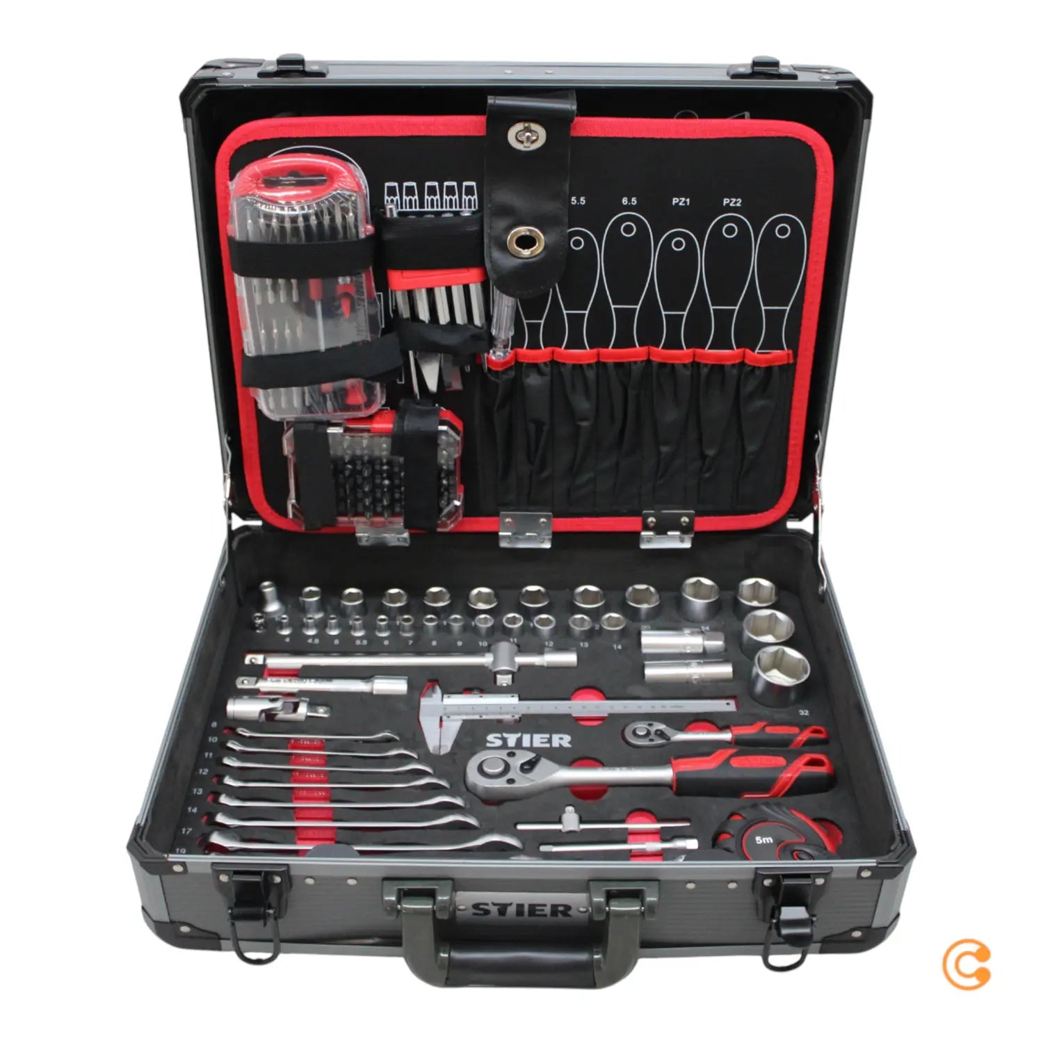 B-Ware Stier Werkzeugsortiment Set Werkzeugkoffer Aluminiumkoffer 135tl Siehe Text/Foto - 4251709612780