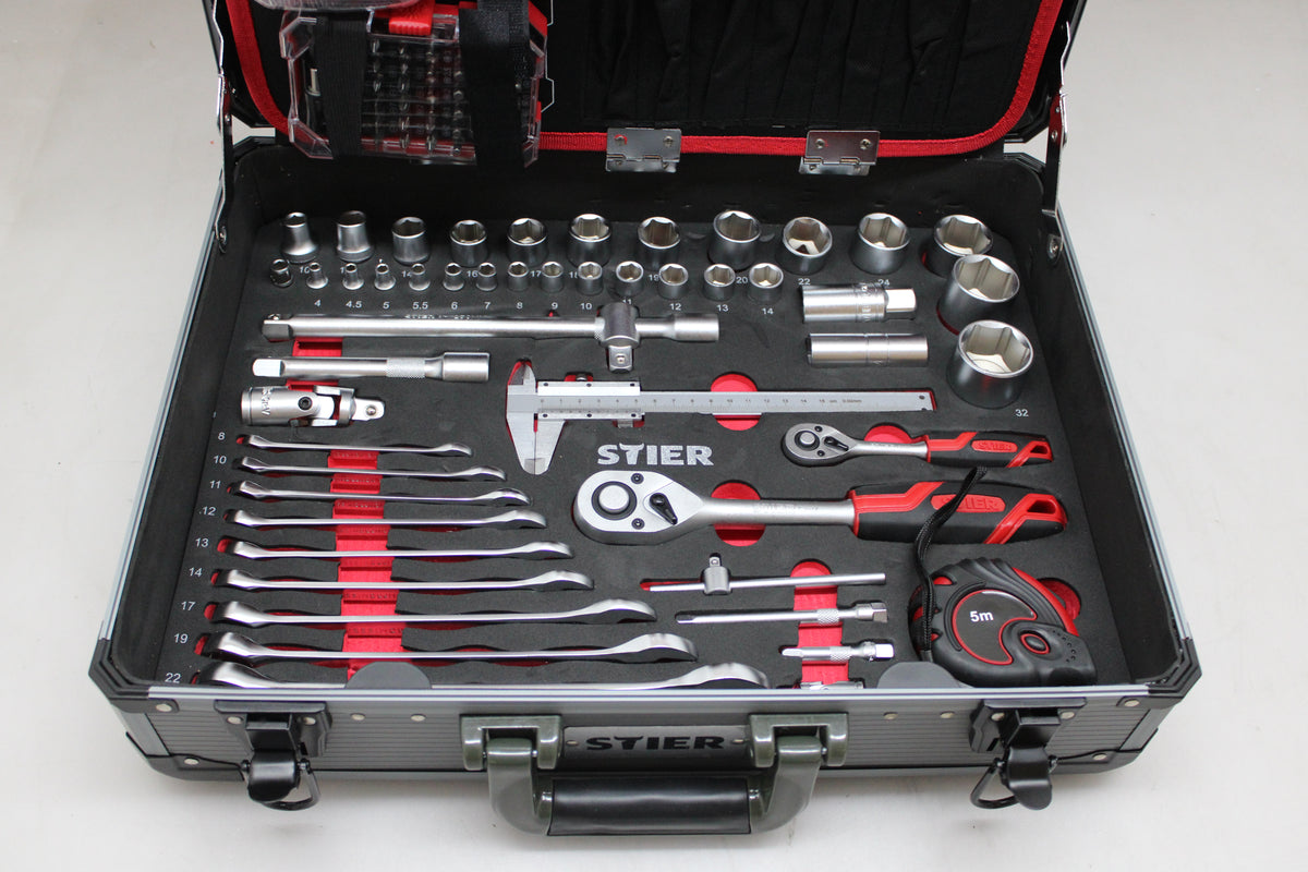 STIER Werkzeugsortiment Set Werkzeugkoffer Aluminiumkoffer SIEHE TEXT/FOTO190 - 4251709612780