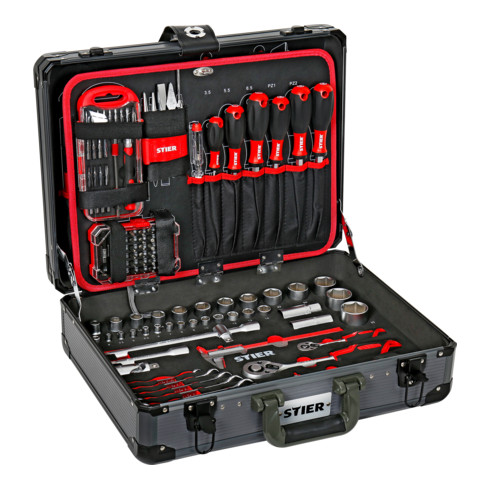 B-Ware Stier Werkzeugsortiment Set Werkzeugkoffer Aluminiumkoffer 135 Teilig  Werkzeug - 4251709612780