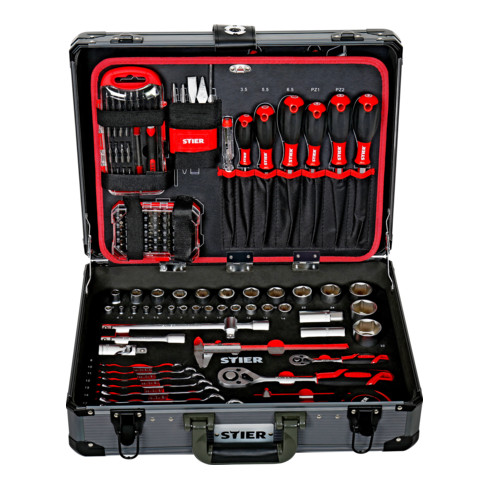 B-Ware Stier Werkzeugsortiment Set Werkzeugkoffer Aluminiumkoffer 135 Teilig  Werkzeug - 4251709612780