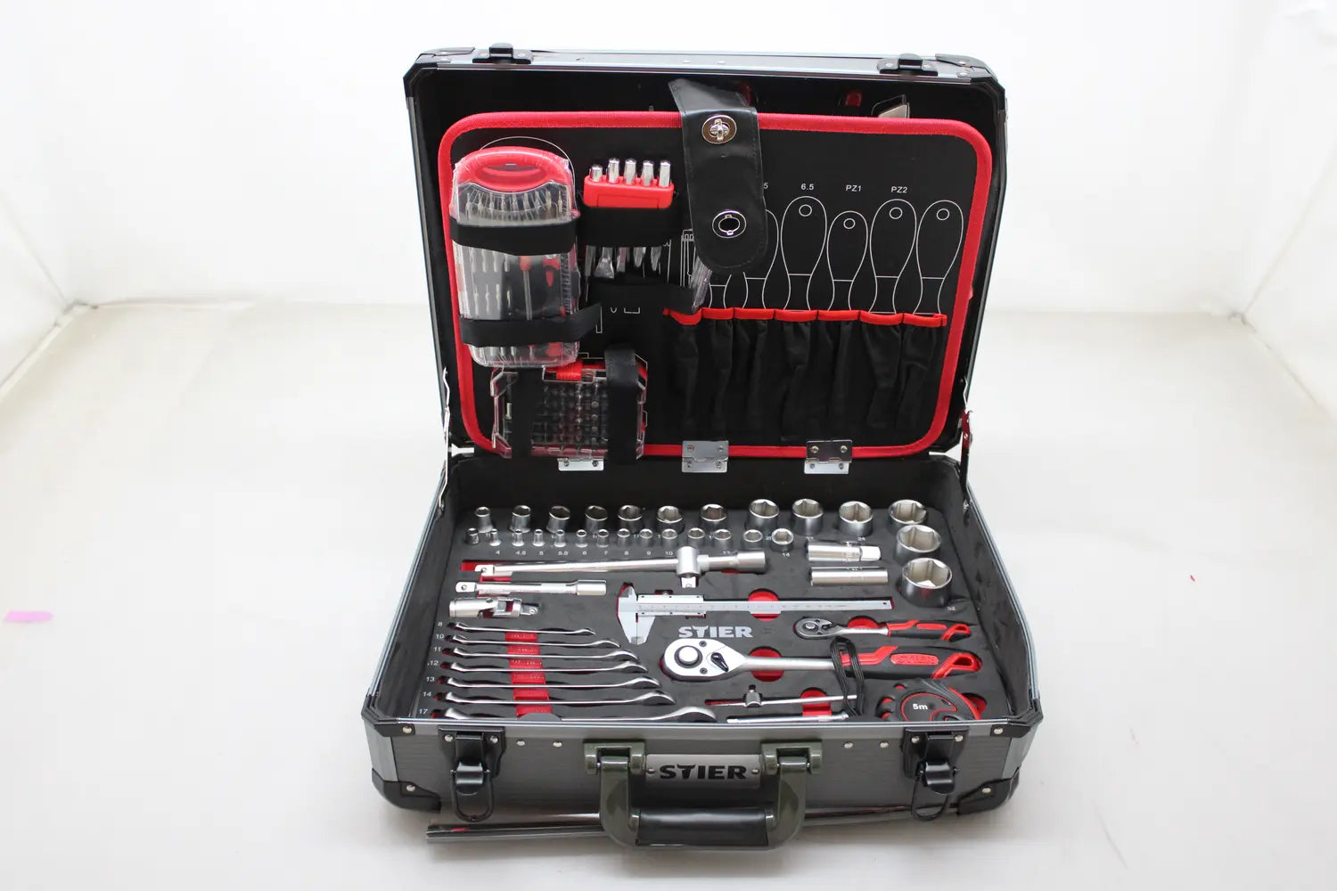 B-Ware Stier Werkzeugsortiment Set Werkzeugkoffer Aluminiumkoffer 135 Teilig  Werkz71 - 4251709612780