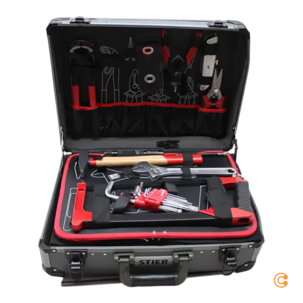 STIER Werkzeugsortiment Set Werkzeugkoffer Aluminiumkoffer 135-teilig  Werkz71 - 4251709612780