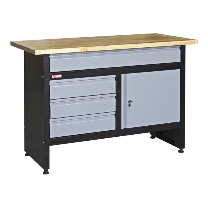 STIER Werkbank Tisch Arbeitsplatz 1200x600x840 mm schwarz telegrau Schubladen - 4251709612841