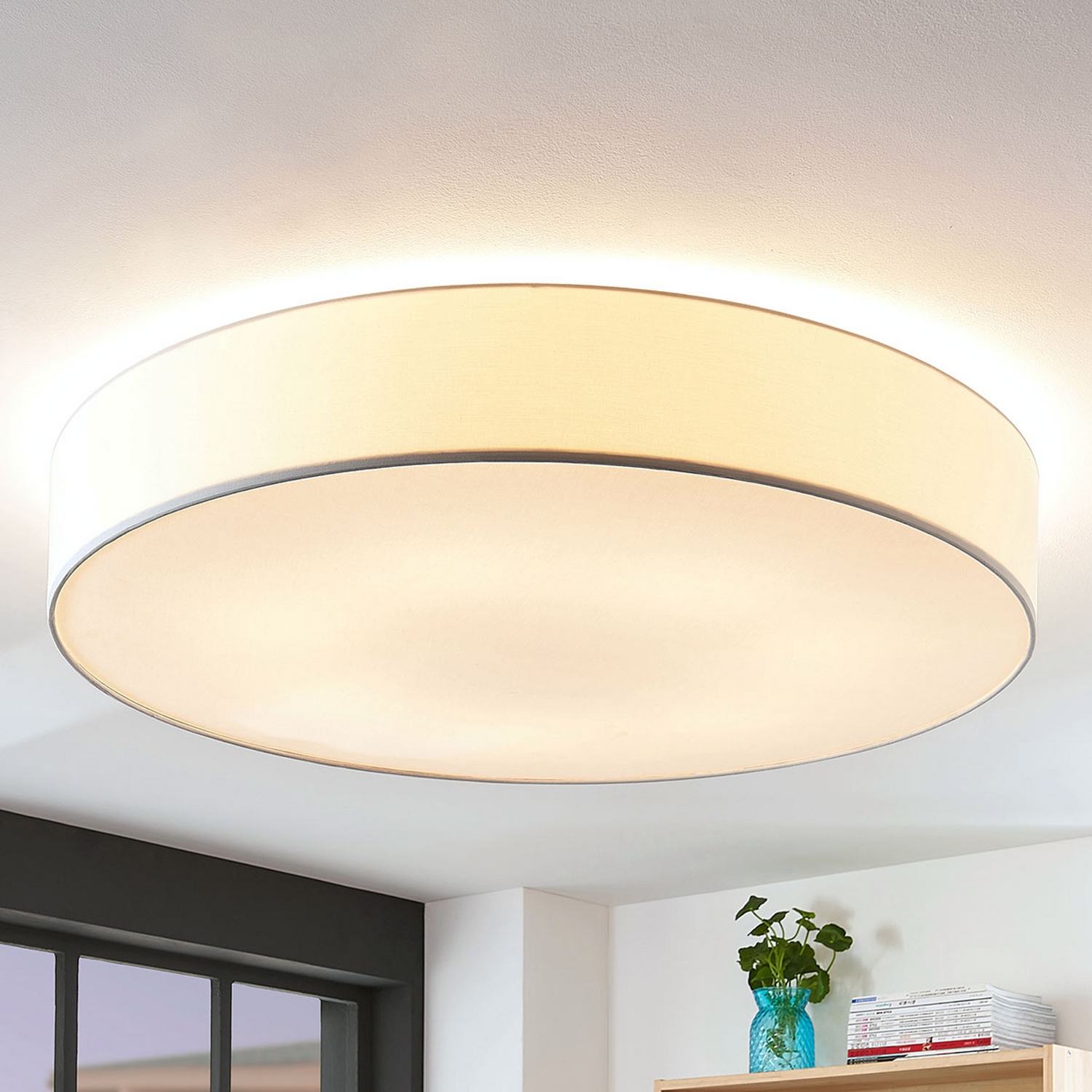 B-Ware Lindby Stoff Deckenlampe Gordana Deckenlampe Deckenlampe Lampe Weiß 98 Cm E27 - 4251096558944