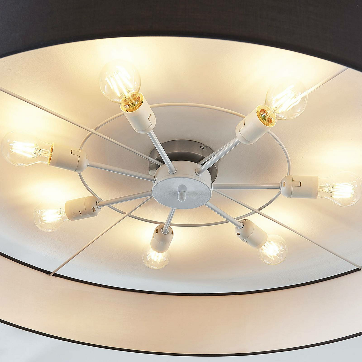 B-Ware Lindby Stoff Deckenlampe Gordana Deckenlampe Lampe Leuchte Licht E27 Grau ø 98cm - 4251096558951