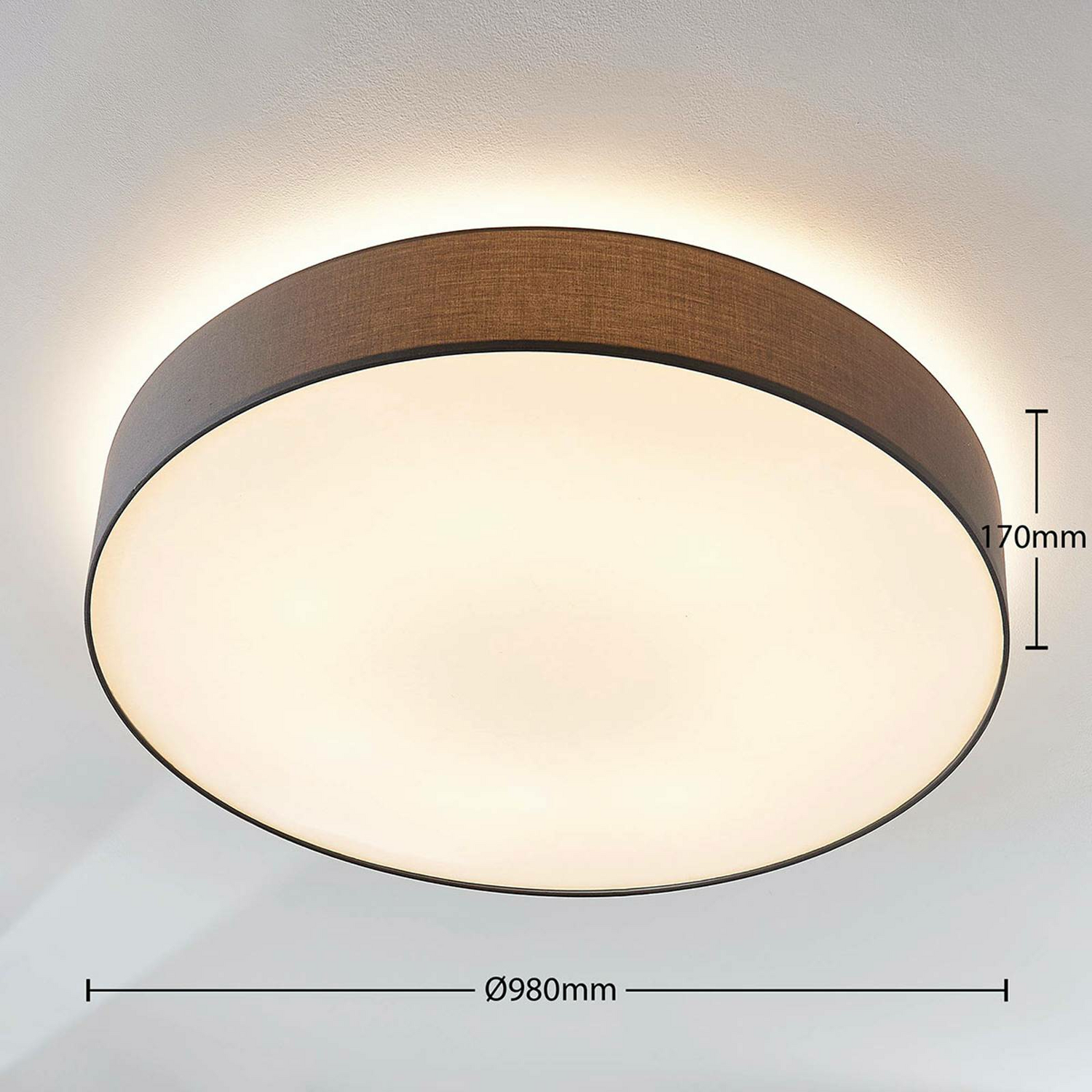 B-Ware Lindby Stoff Deckenlampe Gordana Deckenlampe Lampe Leuchte Licht E27 Grau ø 98cm - 4251096558951
