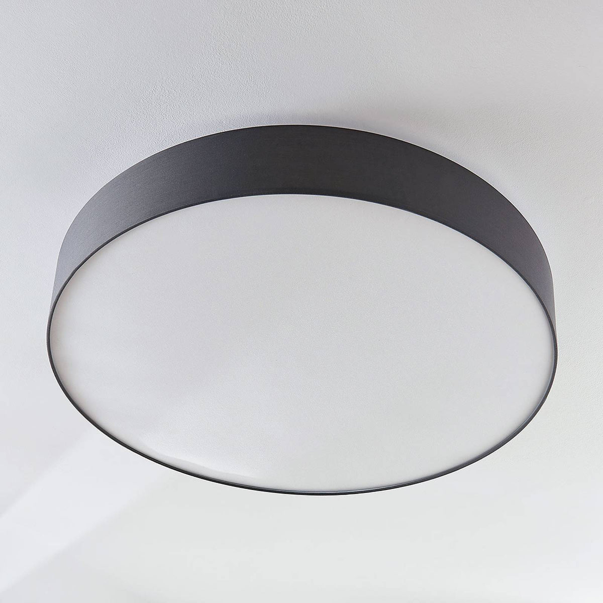 Lindby Stoff-Deckenlampe Gordana Deckenlampe Lampe Leuchte Licht E27 Grau Ø 98cm - 4251096558951