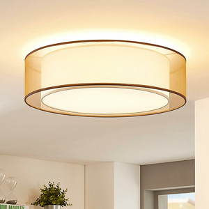B-Ware Lindby Stoff Deckenlampe Deckenlampe Lampe Leuchte Hängend Amon Dimmbar Braun