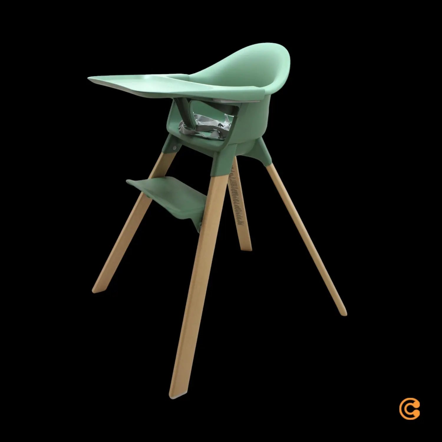 B-Ware Stokke Hochstuhl Stuhl Sitz Clikk Fjord Blue Bamboo Sicherheitsgurt Tray - 2000589347105