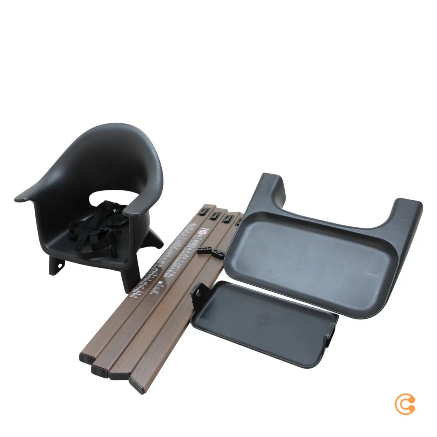 B-Ware Stokke Hochstuhl Kinderstuhl Clikk Midnight Black Tablett Sicherheitsgurt B568