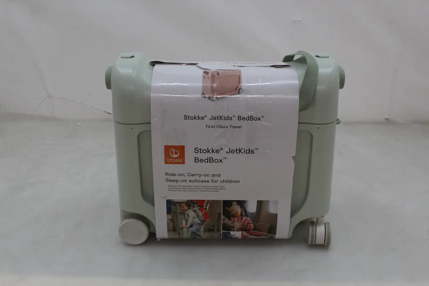 B-Ware Stokke Jet Kids Bed Box Koffer Kindertrolley Sea Green Reise Matratze Kinderkof440 - 2000587871008