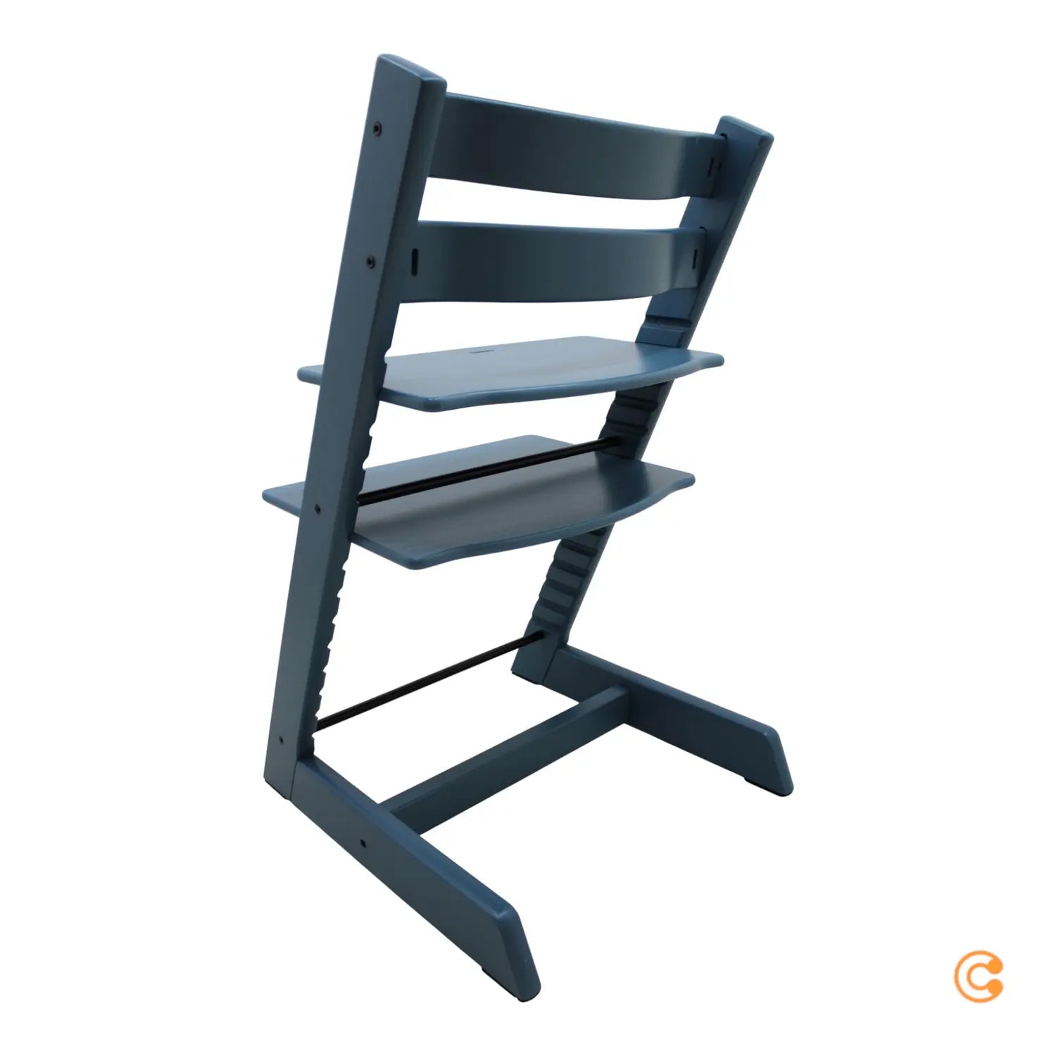 Chaise haute enfant Stokke Tripp Trapp, marchepied, hêtre, bleu fjord, qualité B