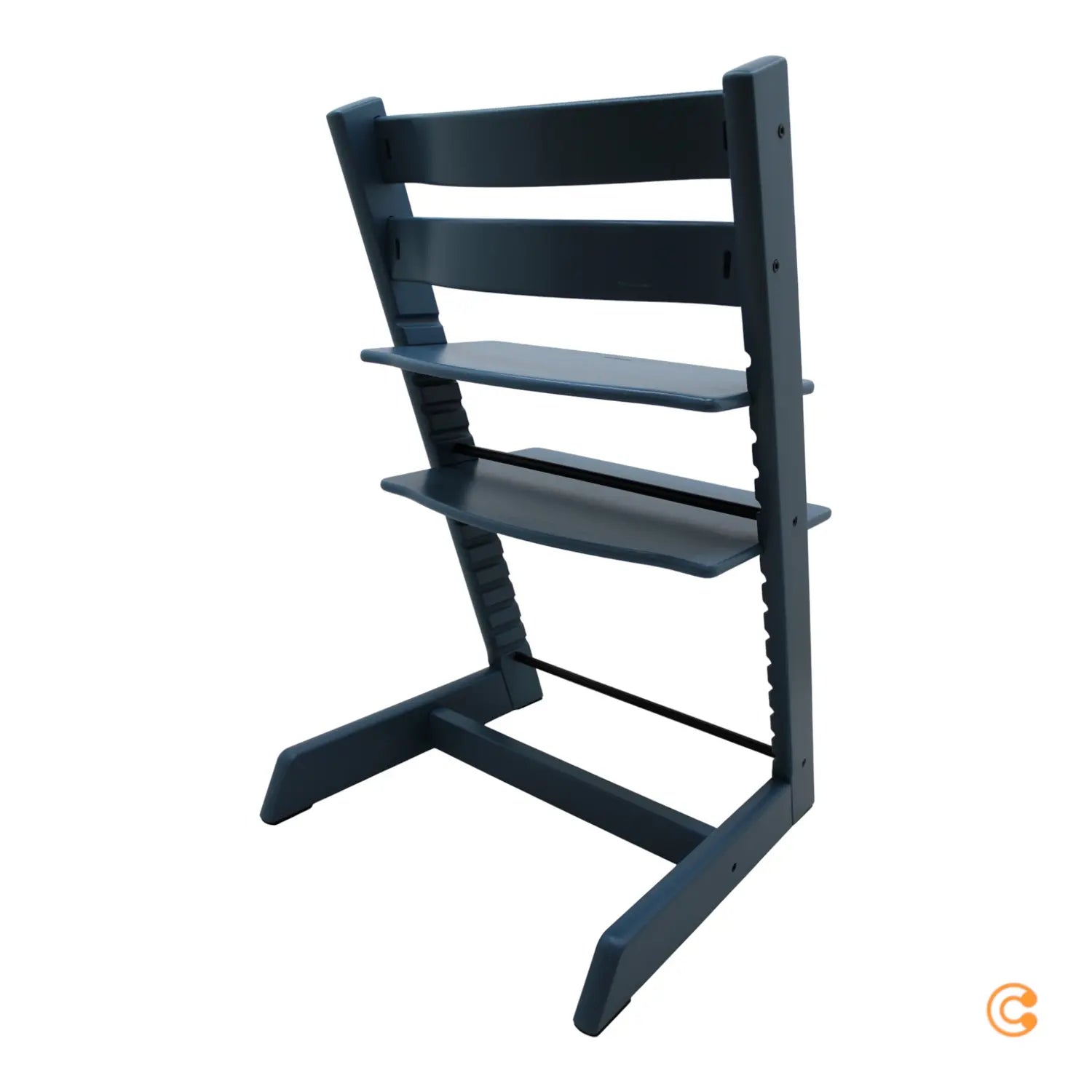 Chaise haute enfant Stokke Tripp Trapp, marchepied, hêtre, bleu fjord, qualité B