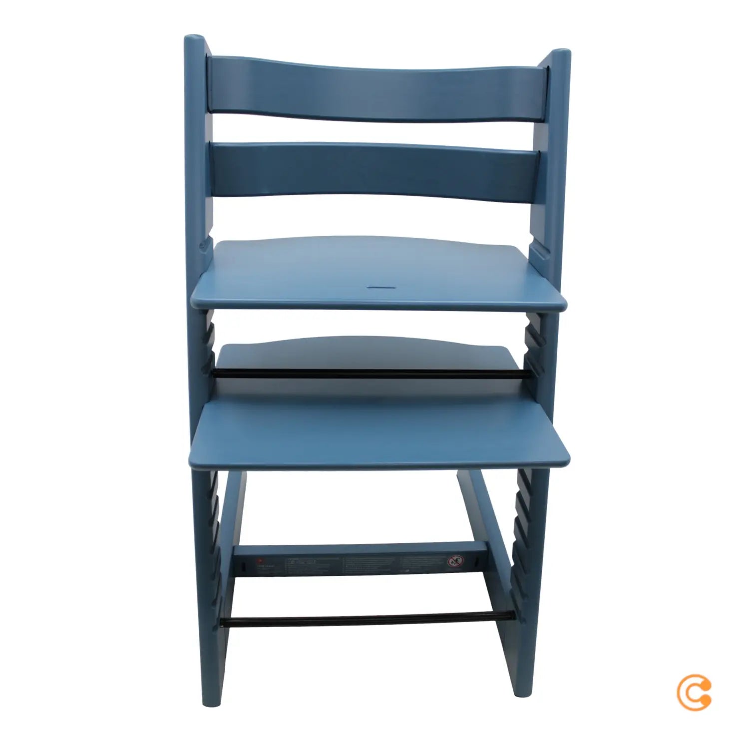 Chaise haute enfant Stokke Tripp Trapp, marchepied, hêtre, bleu fjord, qualité B