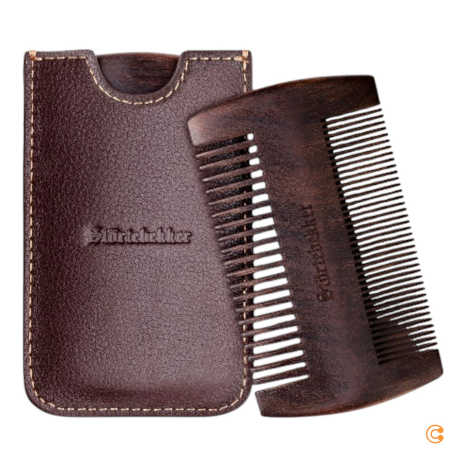 B-Ware Störtebekker Bartkamm Kamm Herrenkamm Sandelholz Leder Etui Zwei Zahnungen Br223 - 4260554490160
