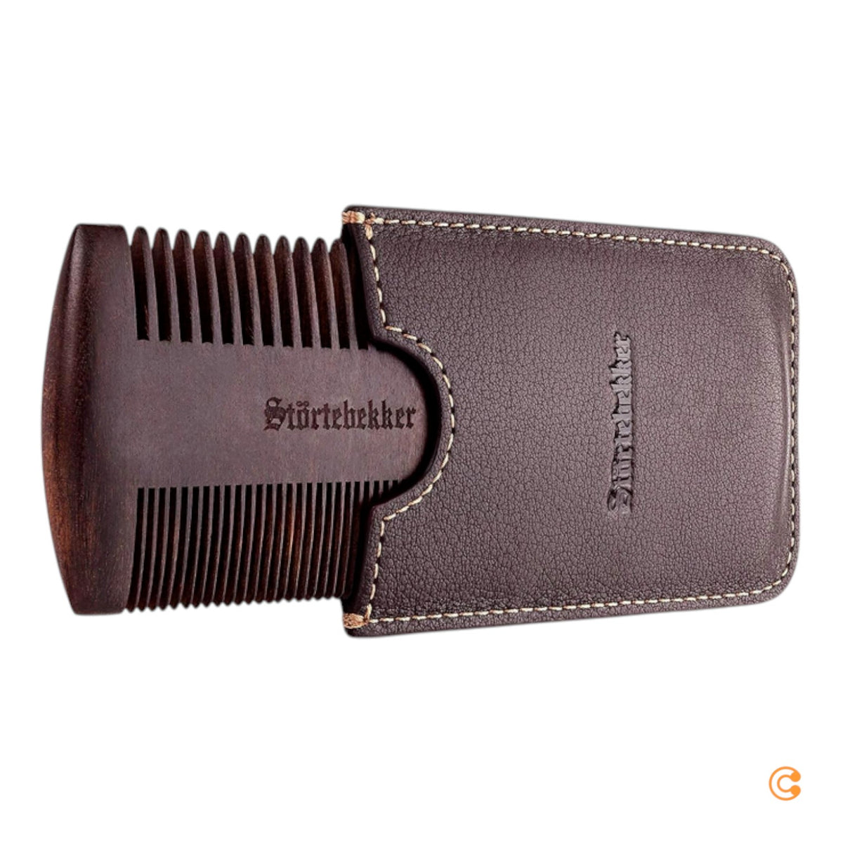 Störtebekker Bartkamm Kamm Herrenkamm Sandelholz Leder-Etui zwei Zahnungen Br536 - 4260554490160